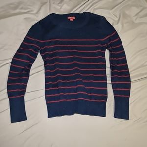 Navy and burgundy striped sweater